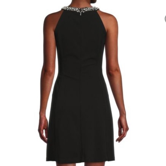 Karl Lagerfeld Paris Black Halter Cocktail Dress with Pearl Neckline NWT - Picture 5 of 5